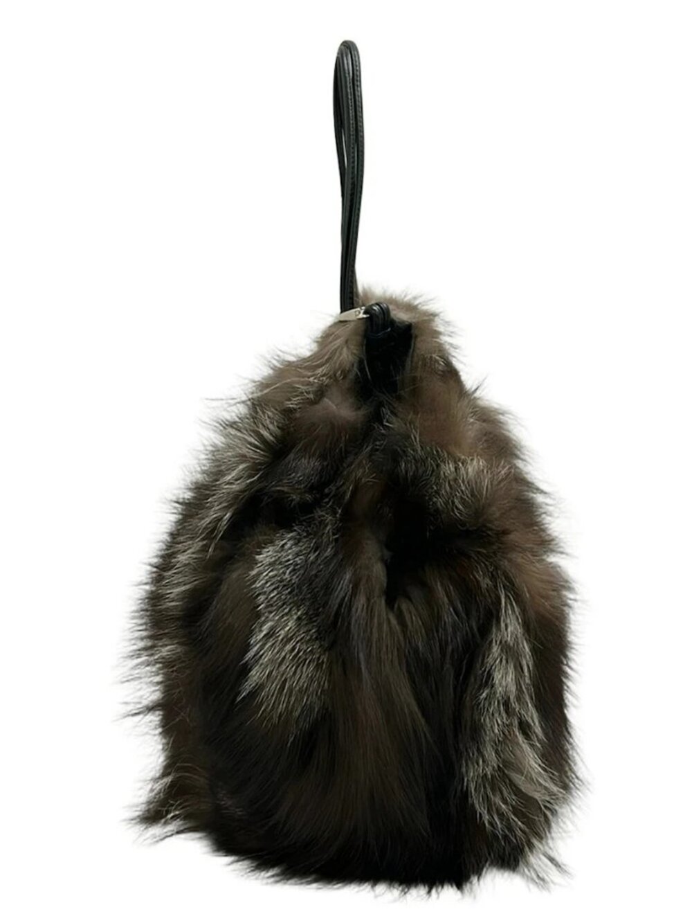 UNITED ARROWS Dark Brown Black Cream Fur Shoulder Bag - Picture 2 of 10